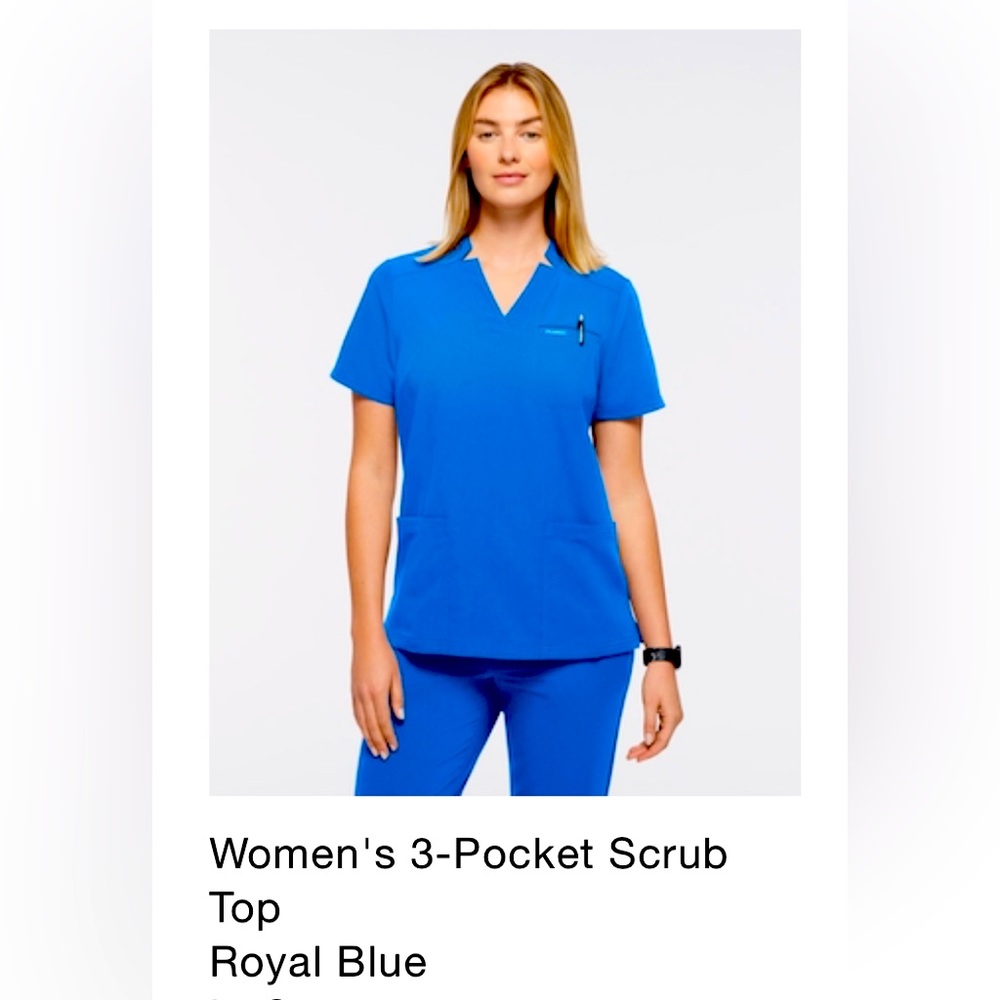 NWT JAANUU Royal Blue 3-pocket scrub top
